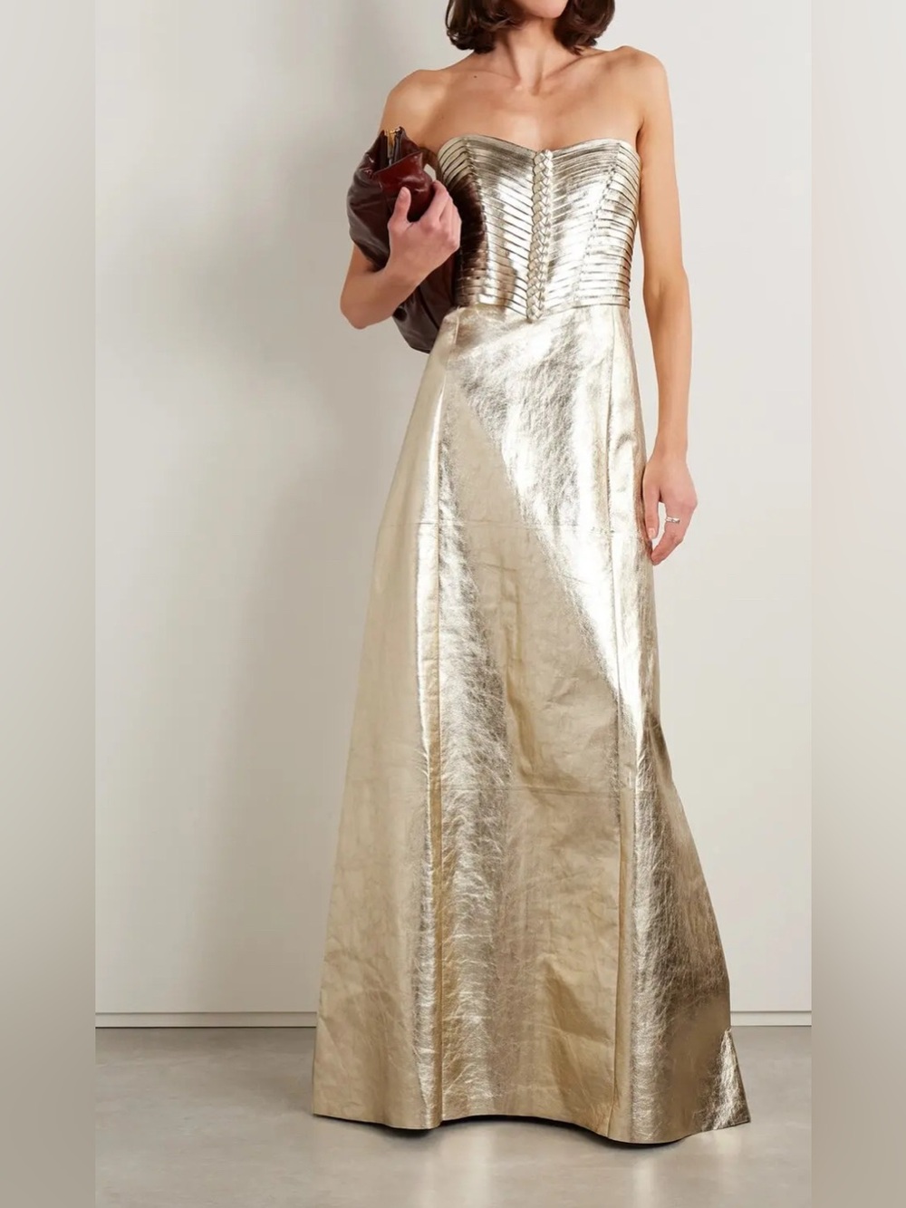 Ralph Lauren Metallic Gold Strapless Maxi Gown